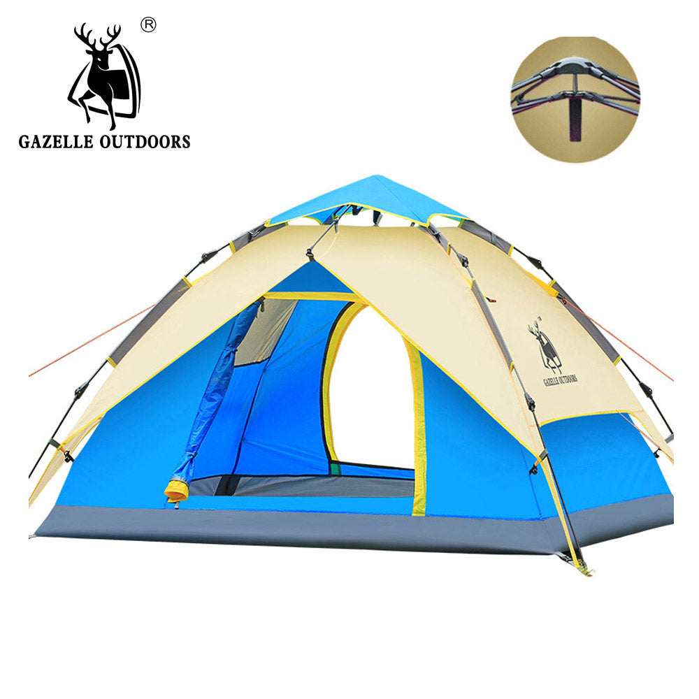 GAZELLE Camping Tent 3-4 person Tents Hydraulic automatic Waterproof Double Layer Tent Ultralight Outdoor Hiking Picnic tents
