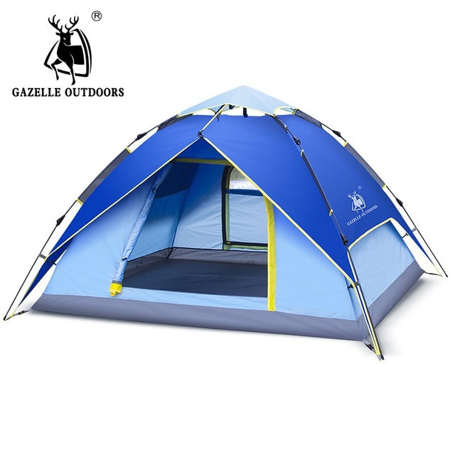 GAZELLE Camping Tent 3-4 person Tents Hydraulic automatic Waterproof Double Layer Tent Ultralight Outdoor Hiking Picnic tents