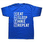 Men's Summer T Shirts Short Sleeve Funny Eat Sleep Hikes Repeat Hikings Top Funny Gift Birthday Men Cool T-Shirts