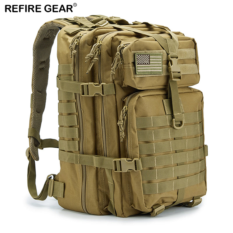 Refire Gear Outdoor Tactical Pack Backpack Large-Capacity Army Waterproof Bug Out Bag Hike Camping Hunting Fishing Trekking Bag