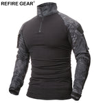 Refire Gear Outdoor T-shirt Men Long Sleeve Hunting Tactical Military Army Shirts Uniform Hiking Breathable Shirt 9 Colors