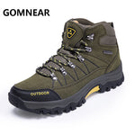 GOMNEAR Men Hiking Shoes Breathable Non-slip  Male Outdoor Tourism Trekking Shoe Leather Climbing Mountain Waterproof  Sneakers