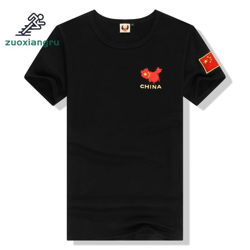 Summer Uniforms Embroidered Chinese Men's Cotton Short Sleeved Military Fans Half Sleeved Body Repair Clothes Hiking T-shirt