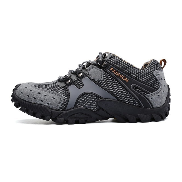 QDD Cross-The-Mountain Leather Surface Men Hiking Shoes, Outdoor Waterproof Comfortable&Anti-Slippery Men Hiking Trekking Shoes