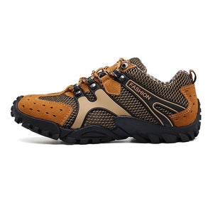 QDD Cross-The-Mountain Leather Surface Men Hiking Shoes, Outdoor Waterproof Comfortable&Anti-Slippery Men Hiking Trekking Shoes