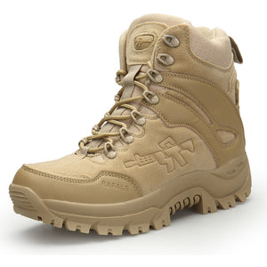High Top Large Size Hiking Shoes Men Mountain Climbing Shoes Wearable Leather Camping Hunting Trekking Fishing Boots