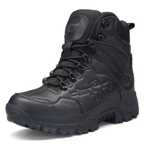 High Top Large Size Hiking Shoes Men Mountain Climbing Shoes Wearable Leather Camping Hunting Trekking Fishing Boots