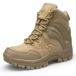 High Top Large Size Hiking Shoes Men Mountain Climbing Shoes Wearable Leather Camping Hunting Trekking Fishing Boots
